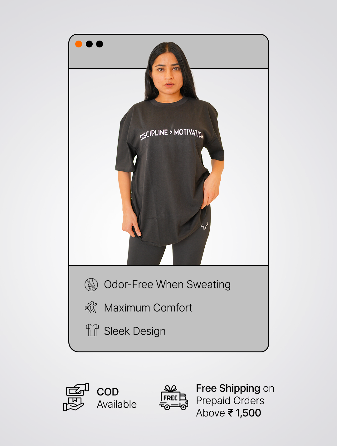 Discipline > Motivation Odorless Oversized T-Shirt