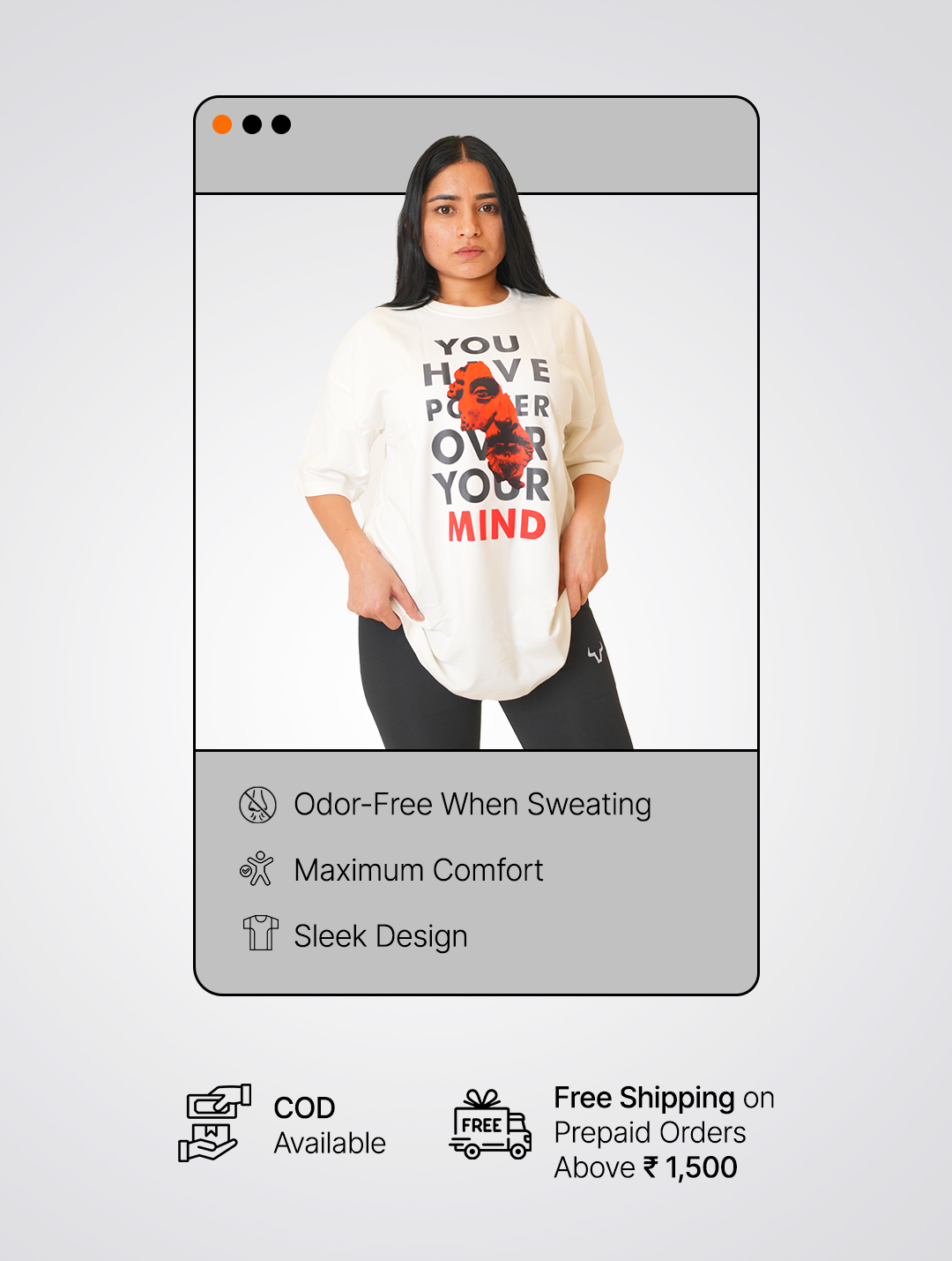 Power Over Mind Odorless Oversized T-Shirt